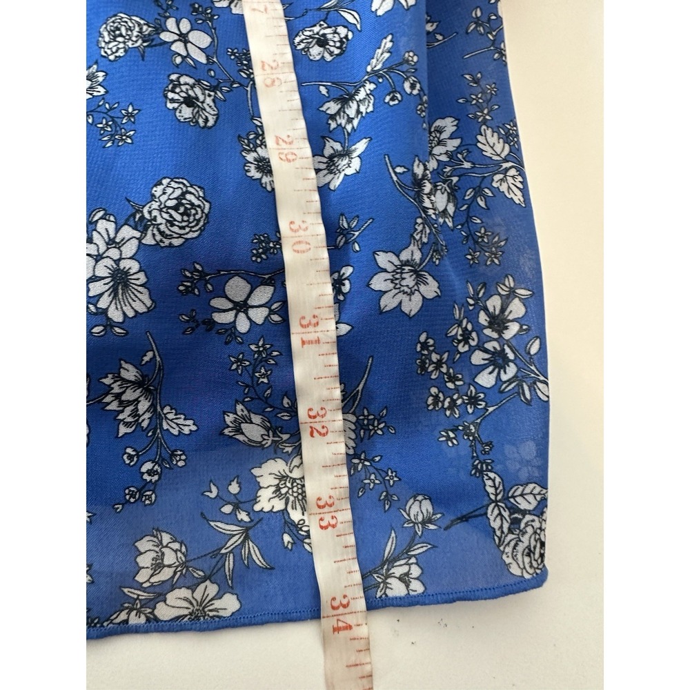 Chelsea28 Mini Dress Women Large Floral Blue‎ Cottagecore Elastic Waist Ruffle - Picture 8 of 9